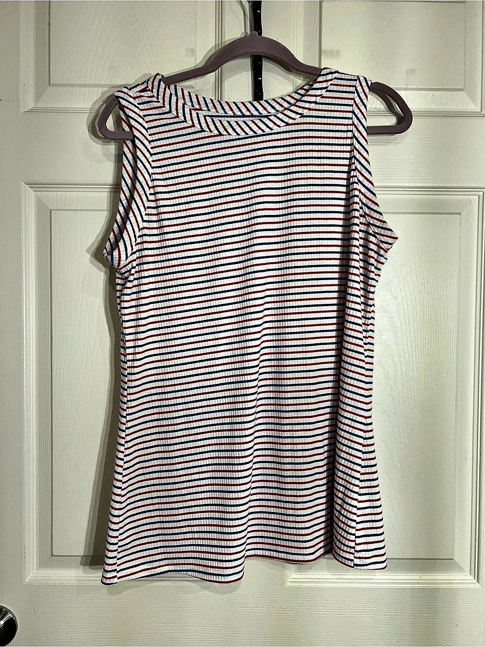 Lane Bryant Striped Sleeveless Top in White & Blue